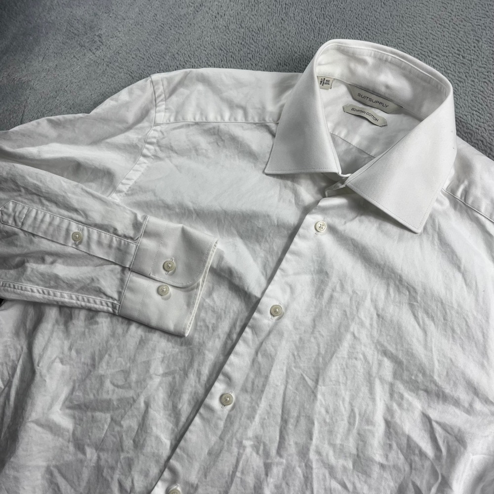 Suitsupply Mens White Egyptian Cotton Dress Shirt Spread Collar Size 15.75 40